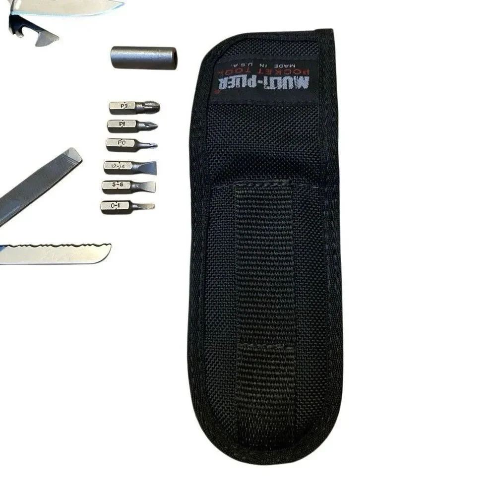 Gerber 55800 Multi-Plier Stainless Finish Bit Driver Bits Cloth‎ Sheath USA Rare